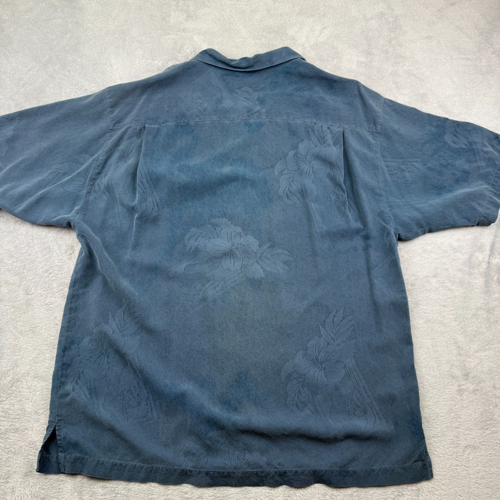 Tommy Bahama Tropic Isles Silk Camp Shirt Men's Large Blue Floral Relaxed Fit - Picture 2 of 9